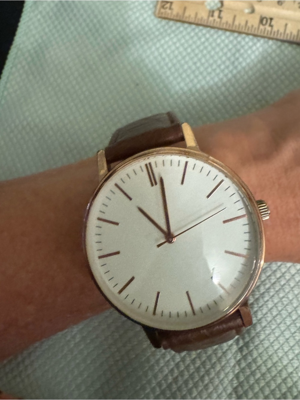 Women's Brown Leather Watch with Gold Case & Rose Gold Digits